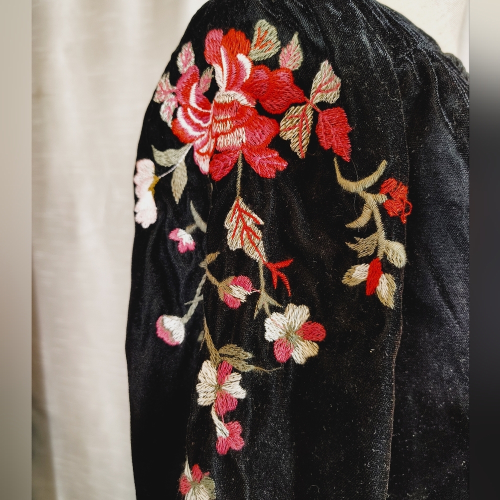 a.n.a TAG Rose Dress, Long Sleeve, Dress, Black, Floral Embroidery/Pleats, XS - Picture 5 of 16